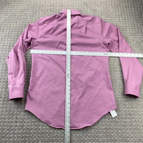 Calvin Klein Dress Shirt Men 15 32/33 Pink Button Up Slim Fit Non-Iron Formal - Picture 6 of 8